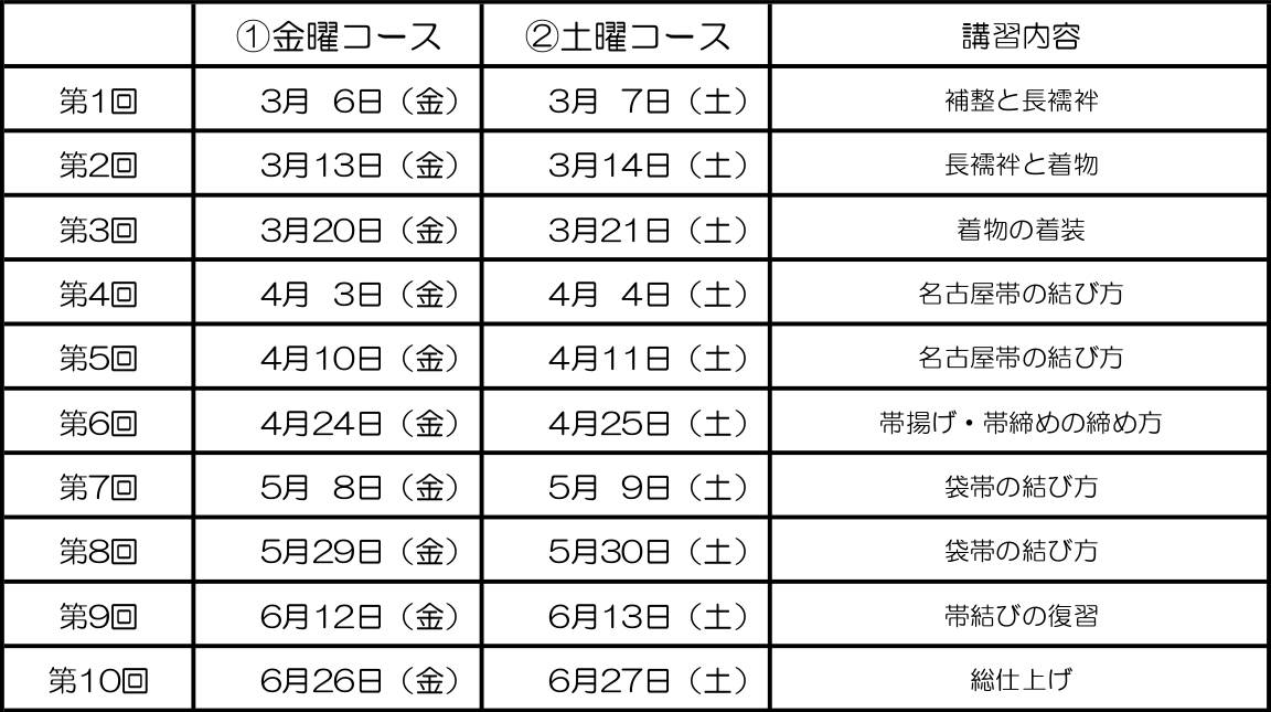 第23期生コース日程表